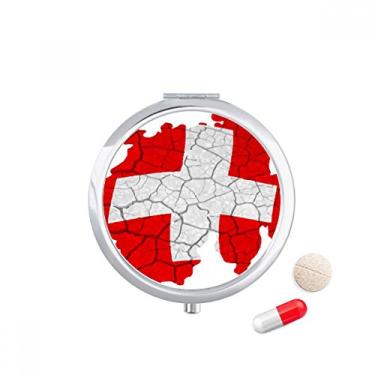 Imagem de Caixa de comprimidos com estampa abstrata da bandeira da Suíça para guardar remédios