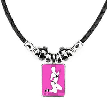 Imagem de DIYthinker Biquíni rosa Beleza Colar Joias Torque Pingente de Corda de Couro