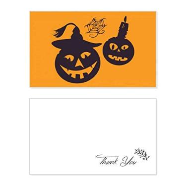 Imagem de Velas de abóboras de Halloween, teias de aranha, cartão de agradecimento, papel de aniversário, agradecimento de casamento