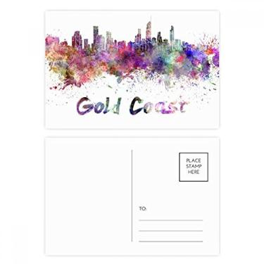 Imagem de Gold Coast Ghana Cidade África Aquarela Conjunto de cartões postais de aniversário Cartão de agradecimento
