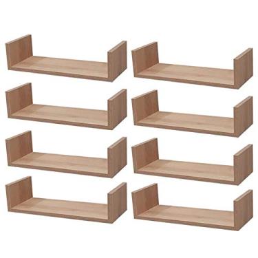 Imagem de Kit 8 Prateleiras U 40 x 20cm Carvalho Suporte Invisível