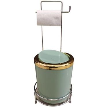 Imagem de Suporte De Lixeira Piso Banheiro 5 Litros Inox Papel Lixo - Rotaplast