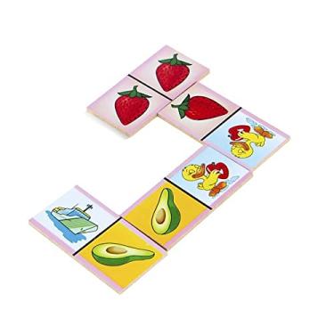 Imagem de Brinquedo Educativo Dominó Figuras E Frutas Mdf 28 Peças - CARLU
