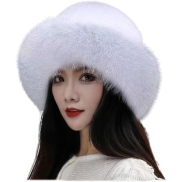 Imagem de Moda doce e bonito quente grosso chapéu de pescador chapéu de bacia, chapéu peludo de inverno feminino, chapéus de pele sintética/937 (Color : New 1, Size : One Size)