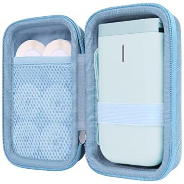 Imagem de Khanka Capa de armazenamento rígido para impressora de etiquetas/etiquetas, conector sem fio portátil NiiMbot D11, somente capa (azul-petróleo)