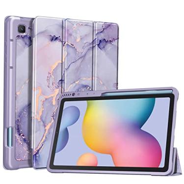 Imagem de Fintie Capa fina para Samsung Galaxy Tab S6 Lite 10,4 polegadas 2024/2022/2020 com suporte de caneta S integrado, capa traseira com suporte inteligente de TPU macio para despertar/hibernar, mármore