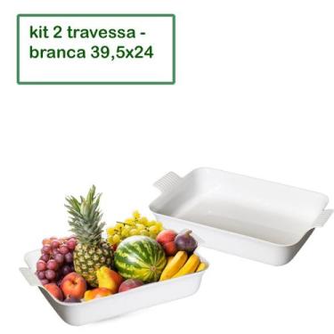 Imagem de Kit 2 Travessa Saladeira Petisqueira Retangular C/ Alça 39,524,58,5cm