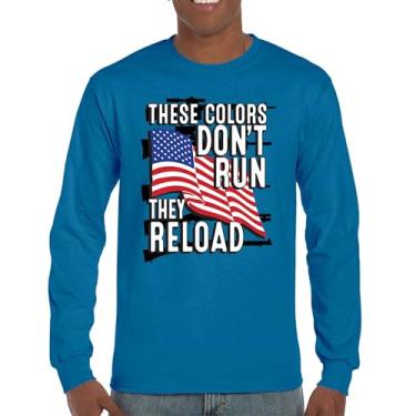 Imagem de Camiseta de manga comprida These Colors Don't Run They Reload 2nd Amendment 2A Don't Tread on Me Second Right Bandeira Americana, Azul, G