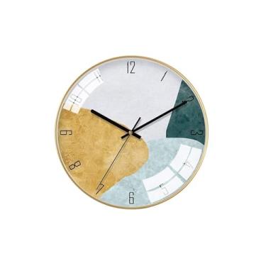 Imagem de Relógios de Parede Relógio de parede de vidro geométrico marrom com moldura nórdica, relógios eletrônicos minimalistas de personalidade criativa, materiais de metal mudo Decoração