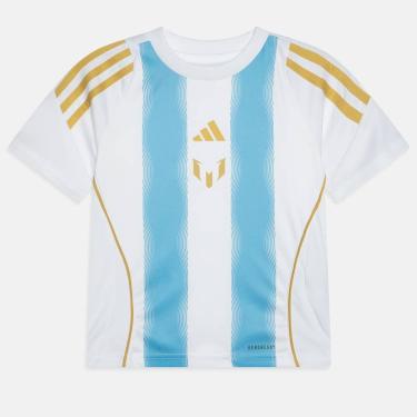 Imagem de Camisa Adidas Messi Treino Juvenil Branca e Azul-Unissex