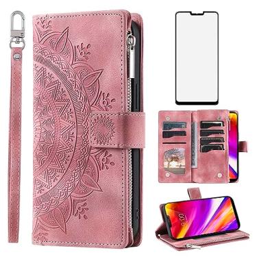 Imagem de Capa de telefone para LG G7 ThinQ Capa carteira com protetor de tela de vidro temperado mandala flor flip zíper porta-cartões celular LGG7 One G 7 Plus LG7 Fit LG7ThinQ 7G Thin Q G7+ G7thinq LGG7thinq