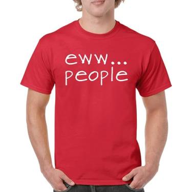 Imagem de Camiseta masculina Eww... People Funny Anti-Social Humor Humans Suck Introvert Anti Social Club Sarcastic Geek, Vermelho, 4G