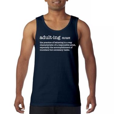 Imagem de Camiseta regata com definição de adulto divertida Life is Hard Humor Parenting Responsibility 18th Birthday Gen X Men's Top, Azul marinho, P