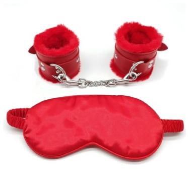 Imagem de Algemas De Couro De Pelúcia Com Kit De Venda Para Mulheres E Casais, Restrições Brinquedos Alternativos Para Adultos (Vermelho)