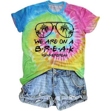 Imagem de LAZYCHILD Camiseta feminina Last Day Shirts We are on a Break Teacher Summer Break Graphic Tee End of School Year Tops, Break-td, XXG