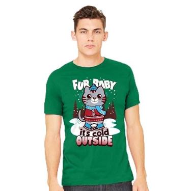 Imagem de TeeFury - Fur Baby It's Cold Outside - Camiseta masculina animal, gato, camiseta, Turquesa, M