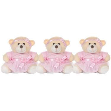 Imagem de Trio De Ursos 18cm Para Nicho Decoração Menina Bailarina Rosa Bebê Baby Decoração Quarto Festa Pelúcia Presente Revelação