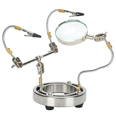 Imagem de Ferramenta de Solda de Terceira Mão Com Torção de 360°, Base de Liga de Aço de Alta Resistência, Lupa, para Inspeção de Joias, Reparo de Eletrônicos e Manutenção de Eletricistas