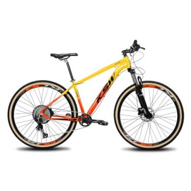 Imagem de Bicicleta Aro 29 MTB KSW XLT100 Em Aluminio 1x12v Hidraulica Relação Pedivela Coroa Unica Catraca K7 11/50 Dentes Garfo de Suspensão,21,Laranja Degradê Amarelo