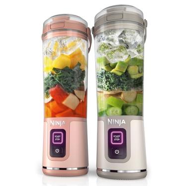 Imagem de Ninja Liquidificador portátil BC155PS Blast, pacote com dois pacotes, sem fio, recipiente de 510 g, liquidificador pessoal - para shakes e vitaminas, sem BPA, tampa à prova de vazamento e bico,
