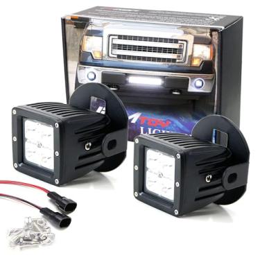 Imagem de Lâmpada de neblina iJDMTOY LED Pod Compatível com Ford F150 2006-14 e 2011-14 Lincoln Mark LT, Inclui (2) cubos LED CREE de alta potência, suportes de montagem de local de neblina e arnês de fiação/adaptador