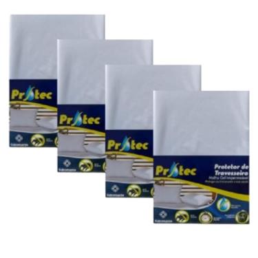 Imagem de Kit Com Capas Protetora para Travesseiro Impermeável Branca 50cm X 70cm Com Zíper - 2 ou 4 Unidades (Kit 4 Capas)