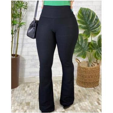 Imagem de Calça Flare Bandagem Feminina Boca De Sino Flare Grossa  Pp,P,M,G,Gg -