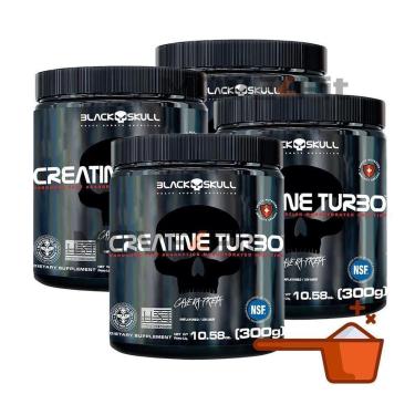 Imagem de Kit 4 Creatinas Black Skull Turbo 300g Sem Sabor-Unissex
