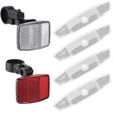 Imagem de VICUEKG 7 pcs Refletores de bicicleta Kit dianteiro e traseiro Refletores de raios de roda de bicicleta Acessórios Fita refletora de aro de bicicleta, Refletores de aviso de segurança de mountain bike para ciclismo noturno, guidão, espigão de selim