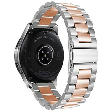 Imagem de Pulseira 22mm Metal 3 Elos compatível com Samsung Galaxy Watch 3 45mm - Galaxy Watch 46mm - Gear S3 Frontier - Amazfit GTR 47mm - Marca LTIMPORTS (Prata/Rose)