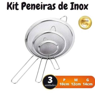 Imagem de Kit Peneiras em aço inox 10, 12, 14 cm - Origina Line - Peneira Coador