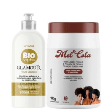 Imagem de Kit Mel Cola 1kg + Ativador Vivo Crespa Bio Glamour 300ml - Trihair