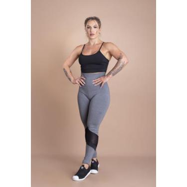 Imagem de Conjunto Fitness Feminino Calça Legging Cintura Alta Detalhe Na Perna 