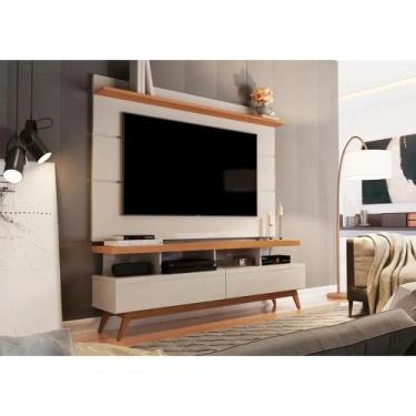 Imagem de Rack com Painel Vivare Wood 1.6 Off White com Nature - Giga Móveis