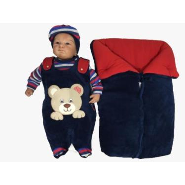Imagem de Kit Saída Maternidade Menino Inverno Plush Vermelho E Azul com Jardine