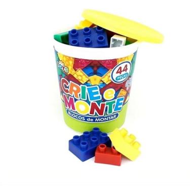 Imagem de Blocos De Montar Educativo Infantil Pote Brinquedo 44 Pçs - Mini Toys,