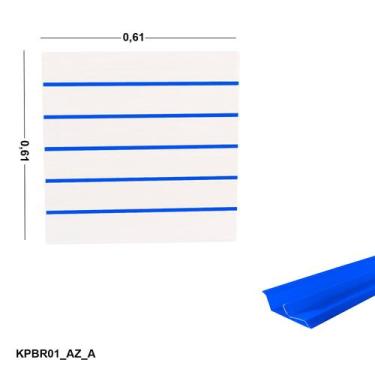 Imagem de Painel Canaletado Branco em Mdf 0,61 x 0,61m com Perfil Pvc Azul - LM 