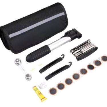 Imagem de Kit Ferramentas Bicicleta Chaves Bomba De Ar Remendo Pneu - AL