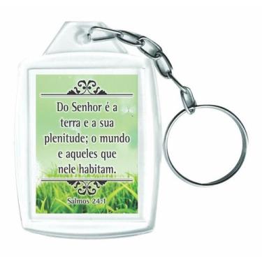 Imagem de Chaveiros Acrílicos 3x4 Do Senhor É A Terra E A Sua Plenitude - 12 Uni