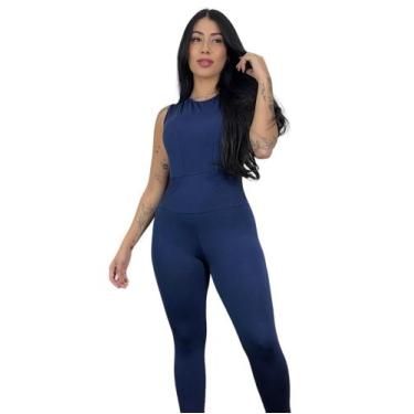 Imagem de macacão longo feminino suplex academia TB moda fitness, Marinho, GG