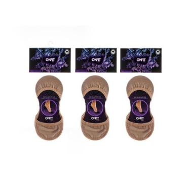 Imagem de Kit 3 Meias Sapatilha Onfit Invisível chocolate, Sortido, 37-39