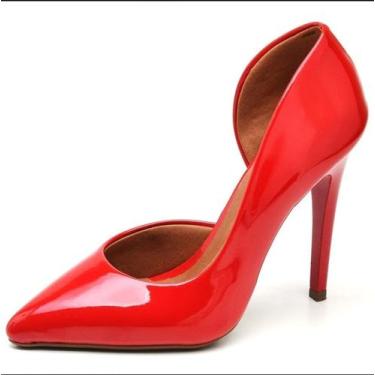 Imagem de Scarpin Fem Ptah Salto Alto, Bico Fino, Aberto na Lateral, Muito Confo