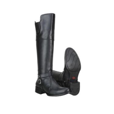 Imagem de Bota Over The Knee Capelli Couro Feminina Cano Alto Casual, Preto, 35