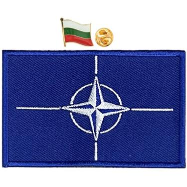 Imagem de A-ONE Emblema tático padrão NATO + broche de bandeira militar do país da Bulgária com aplique para guarnição de boné, boina, capacete, tecido jeans, uniforme de batalha Molle, bolsa de lona nº 422 + 426P