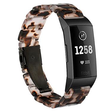 Imagem de Wongeto Pulseiras de resina compatíveis com Fitbit Charge 4/Charge 3 e pulseira Charge 3 SE, acessório de pulso de substituição com fivela de ouro rosa, pulseiras de fitness femininas e masculinas (pedra tartaruga 1)