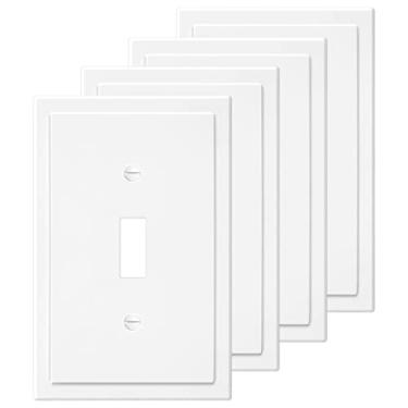 Imagem de Placa de parede decorativa de borda moderna de 1 gangue, tomada de interruptor único, placa frontal elétrica para interruptores de luz, interruptor inteligente, GFCI, reguladores, receptáculo, tomada