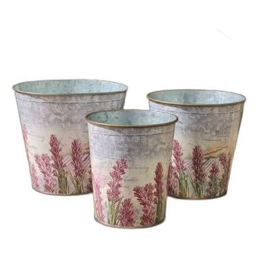 Imagem de Jogo 3 Vasos Cachepot Metal Galvanizado Floreira 15x17 - Vacheron, Met