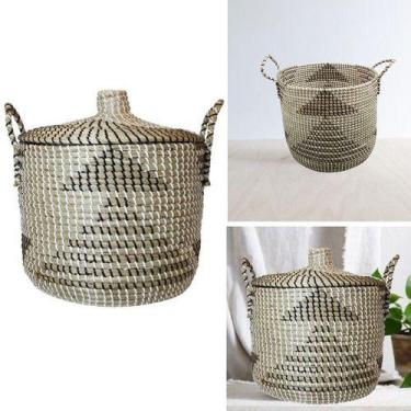 Imagem de Cesto Organizador Planta Fibra Rattan Alça  39 X 37,5 - Imports, Marro