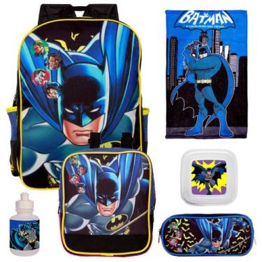 Imagem de Kit Mochila Masculina Escolar Menino Batman e Itens Toys 2U