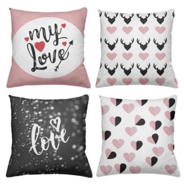 Imagem de Kit 4 Almofadas Decorativas Cheias 40x40cm My Love - Deluzz